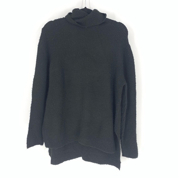 Sweet Romeo Womens Abstract Rib Turtleneck Tunic Sweater Black Small - Picture 2 of 7